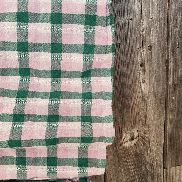 J Crew Factory Green and Pink Checkered Blouse Size Small - Picture 5 of 9